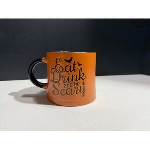 Global Design Connections Halloween Mug Eat Drink and be Scary Orange Black Bat
